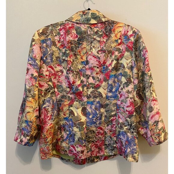 Chicos Floral Tapestry Blazer Jacket Multicolored Floral Medium Chico's Size 2 - Picture 2 of 10